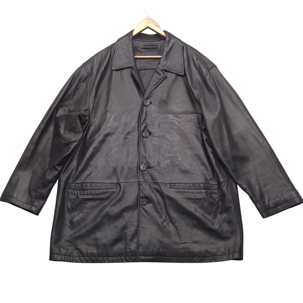 ROUNDTREE & YORKE Genuine Lamb Skin Black Leather‎ Blazer Jacket Mens Size XL